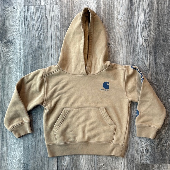 Carhartt Hoodie Kids Brown Cotton Graphic Sweatshirt Size 4 Long Sleeve - Picture 1 of 11